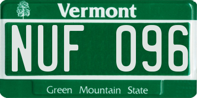 VT license plate NUF096