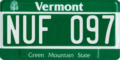 VT license plate NUF097
