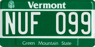 VT license plate NUF099