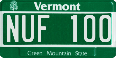VT license plate NUF100