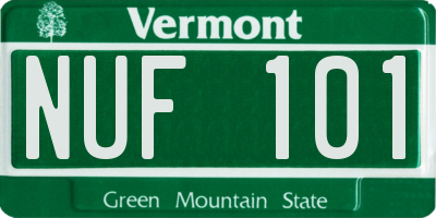 VT license plate NUF101