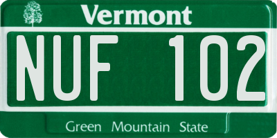 VT license plate NUF102