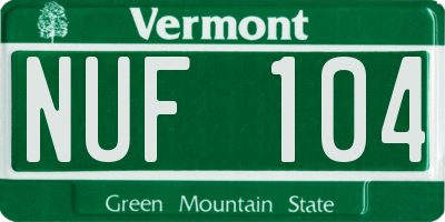 VT license plate NUF104