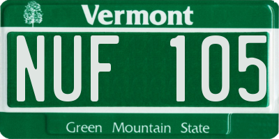VT license plate NUF105