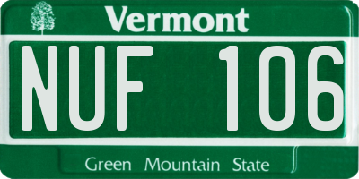 VT license plate NUF106