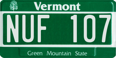 VT license plate NUF107
