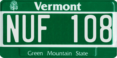 VT license plate NUF108