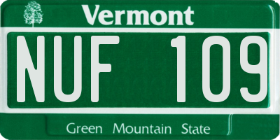 VT license plate NUF109