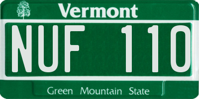 VT license plate NUF110