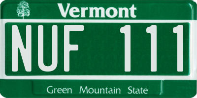 VT license plate NUF111