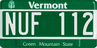 VT license plate NUF112