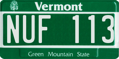 VT license plate NUF113