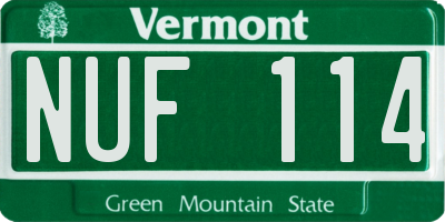VT license plate NUF114