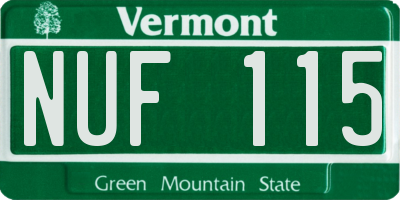 VT license plate NUF115