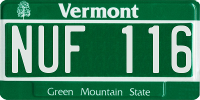 VT license plate NUF116
