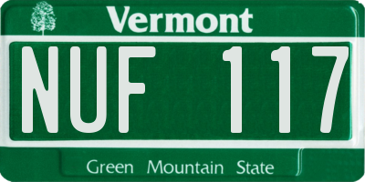 VT license plate NUF117