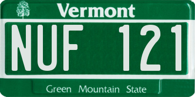 VT license plate NUF121