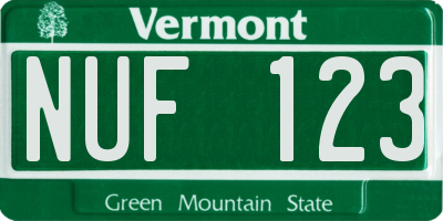 VT license plate NUF123