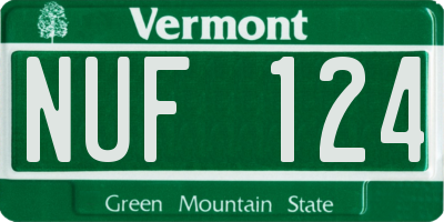 VT license plate NUF124