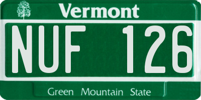 VT license plate NUF126