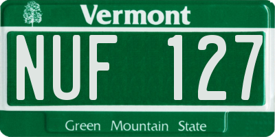 VT license plate NUF127