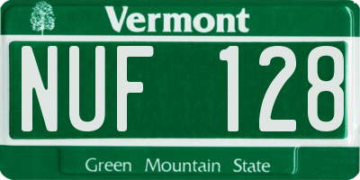 VT license plate NUF128