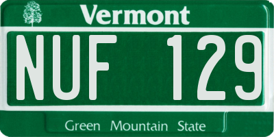 VT license plate NUF129