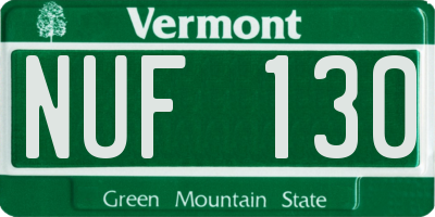 VT license plate NUF130