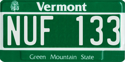 VT license plate NUF133