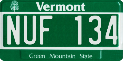 VT license plate NUF134