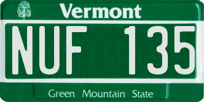 VT license plate NUF135