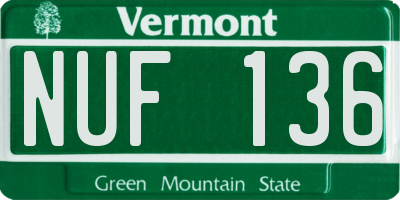 VT license plate NUF136