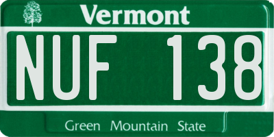 VT license plate NUF138