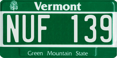 VT license plate NUF139