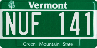 VT license plate NUF141