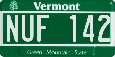 VT license plate NUF142