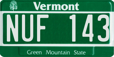 VT license plate NUF143