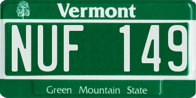 VT license plate NUF149
