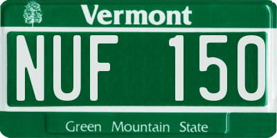 VT license plate NUF150