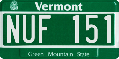 VT license plate NUF151