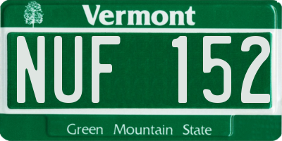 VT license plate NUF152
