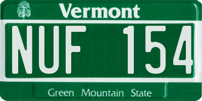 VT license plate NUF154