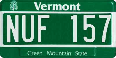 VT license plate NUF157