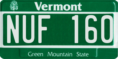 VT license plate NUF160