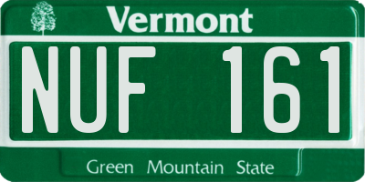 VT license plate NUF161