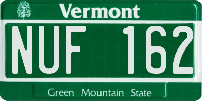 VT license plate NUF162