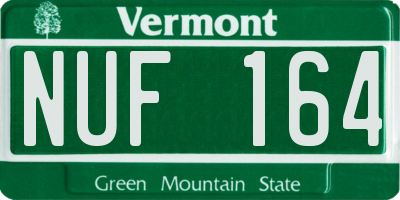 VT license plate NUF164