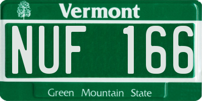 VT license plate NUF166