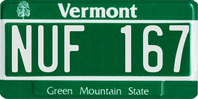 VT license plate NUF167