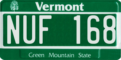 VT license plate NUF168
